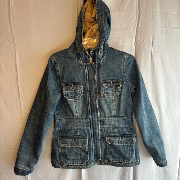 Old Navy Denim Jacket with Fleece Hood - Picture 1 of 9